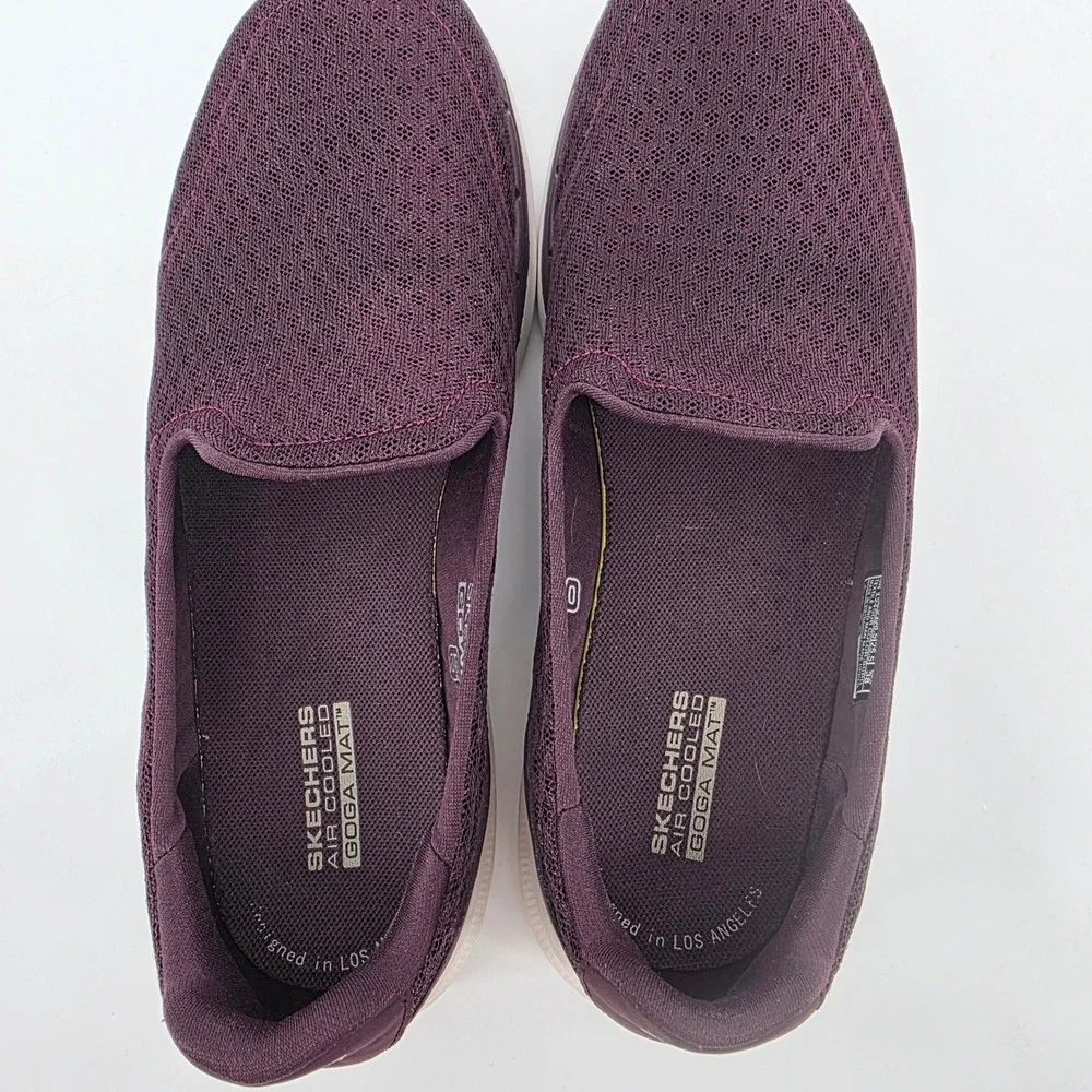 Skechers Go Walk 4 Propel Burgundy Plum Mesh Slip On Walking Shoes Womens 8.5